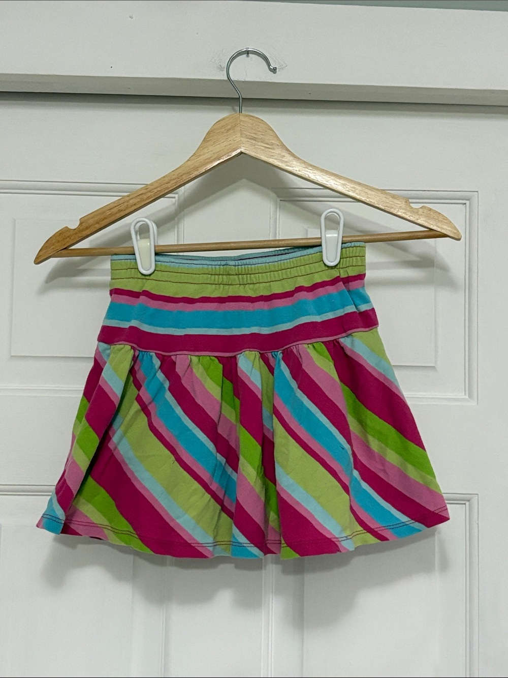Gymboree Striped Circle Skort in Pink, Blue & Green